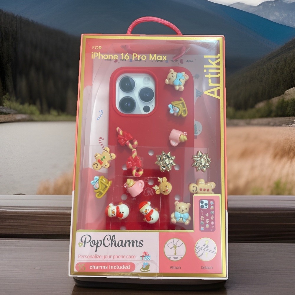 New Artikl‎ Pop Charms Red Case / iPhone 16 Pro Max Holiday Charms Gift NIB FUN